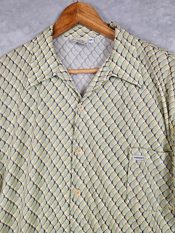 Camisa Polo Vintage Freshjive Para Hombres XL Verde Geométrica Y2K Retro RARA Hecha en EE. UU. Foto 2 de 4