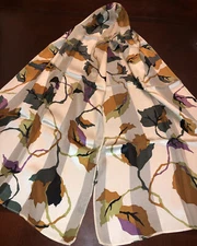 Cejon Cream Autumn Leaf 100% Silk Scarf