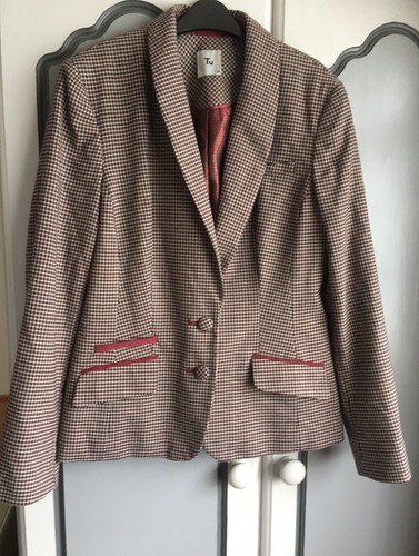 Tu Red Check Jacket With Corduroy Trim 