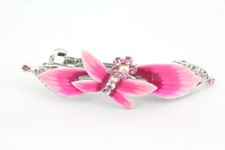 Pink Butterfly Austrian Rhinestone Crystal Hair Barrette Clip
