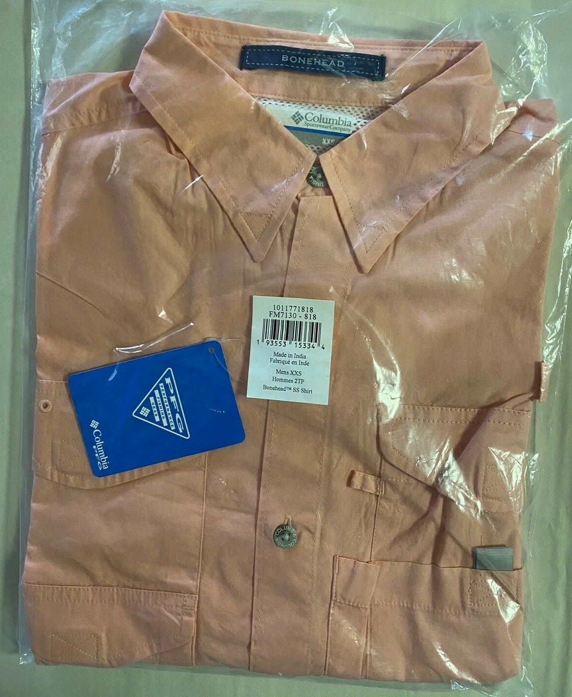 Columbia Men's PFG Bonehead Short Sleeve Fishing Shirt, Sorbet, XX-Small, PFG