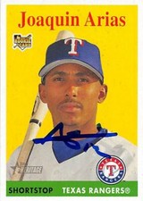 Joaquin Arias autographed baseball card Rangers 2007 Topps Heritage Rookie #462