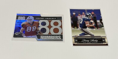 Jeremy Shockey 2002 Press Pass Big Numbers #BN26 Rookie & 2007 Prestige #97