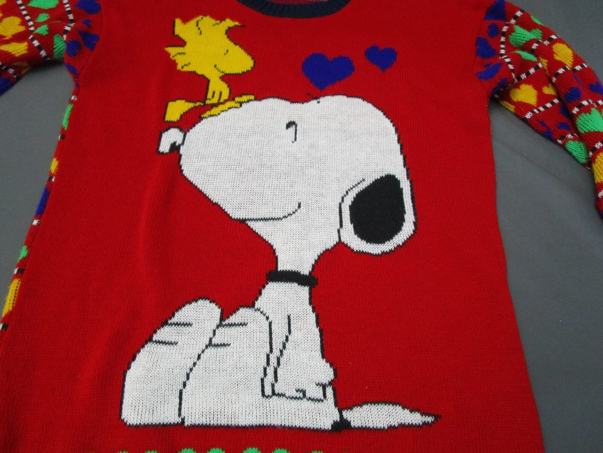 Vintage SNOOPY & FRIENDS Acrylic CHARACTER SWEATER Men’s SMALL WOODSTOCK