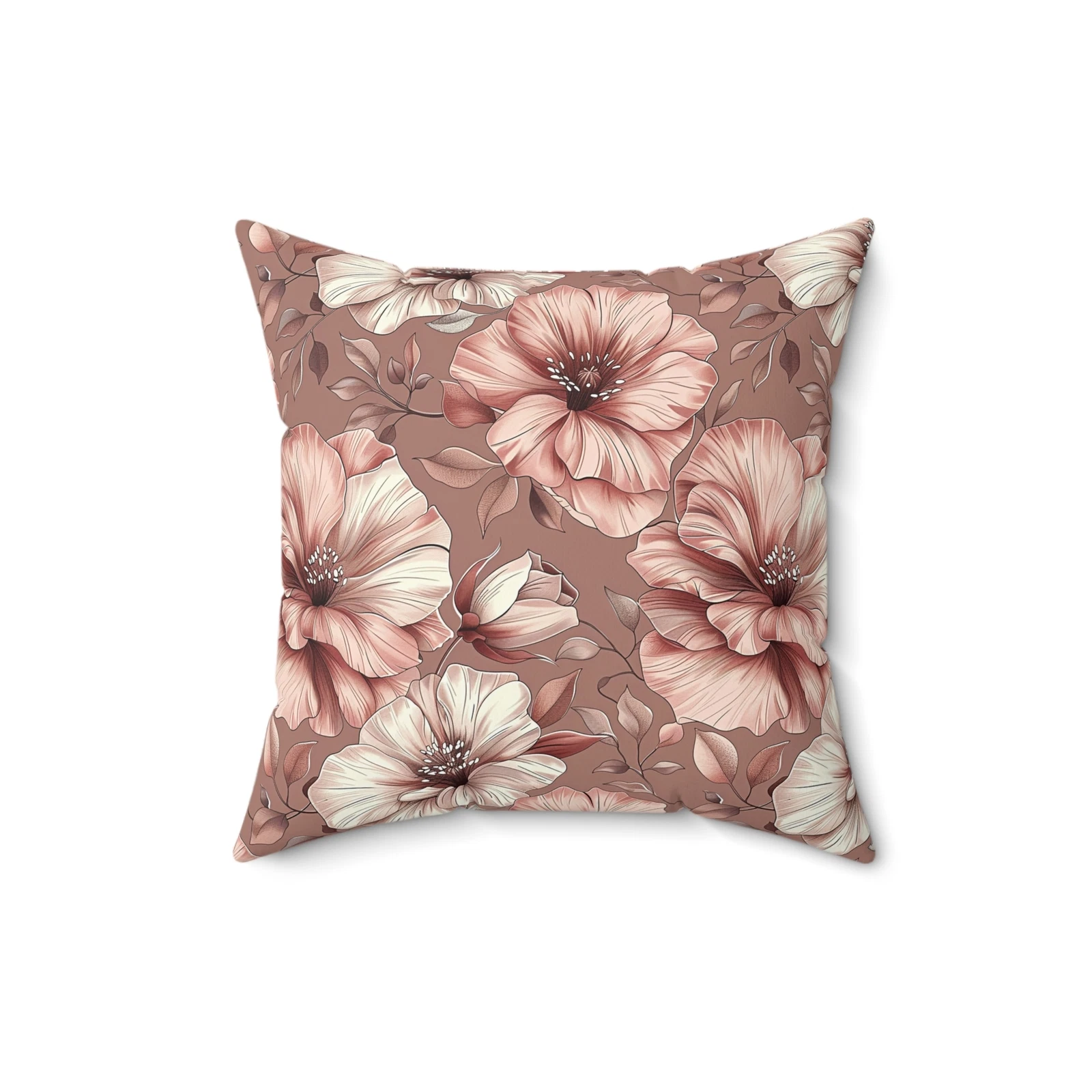 Brown floral rose gold colored flowers home room decorative pillow throw cushion