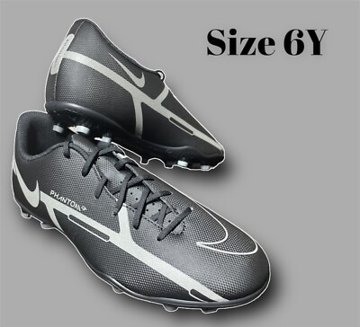 Nike Youth Jr. Phantom GT2 Club MG Soccer Cleats Size 6Y Black/Metallic Grey NEW