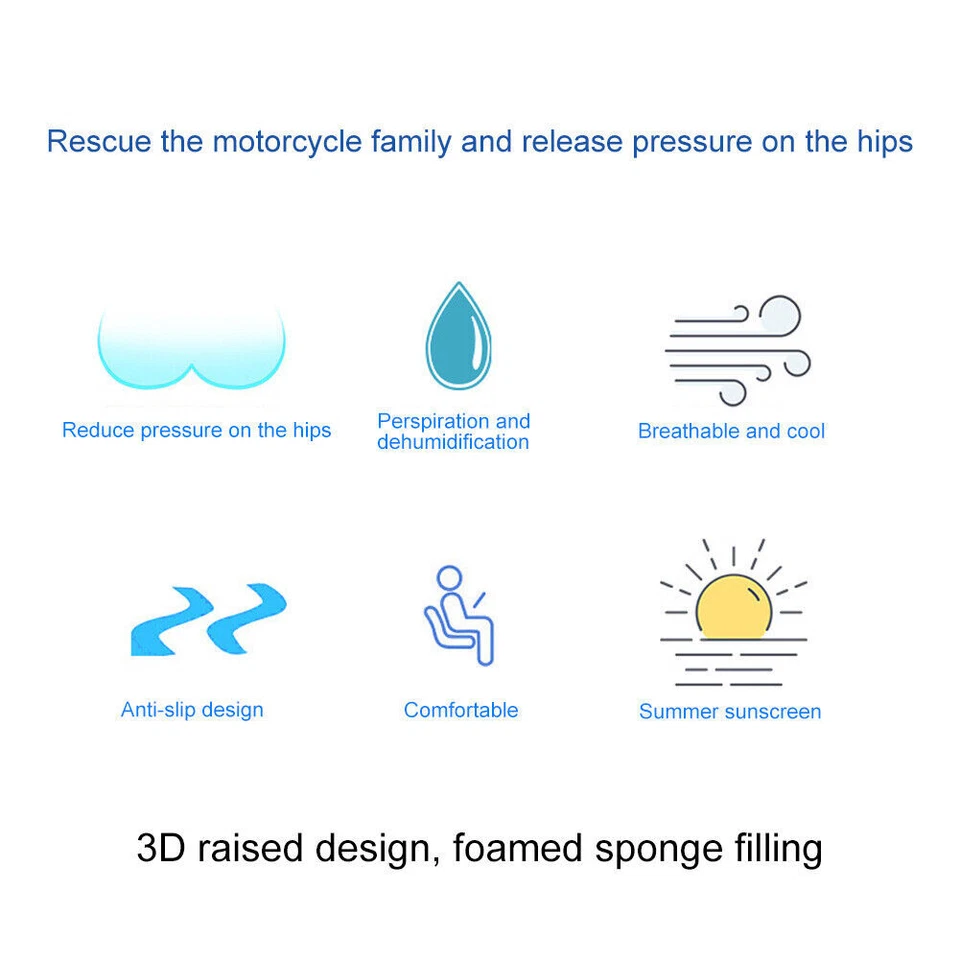 Almohadilla de asiento 3D para motocicleta Cojín de gel cómodo Funda de almohada universal para moto Foto 4 de 4
