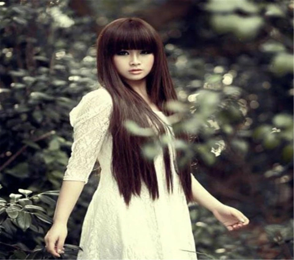 Women Girls Natural Look Fringe Cosplay Costume Party Long Full Long Hair Wigs  - Image 2 of 4