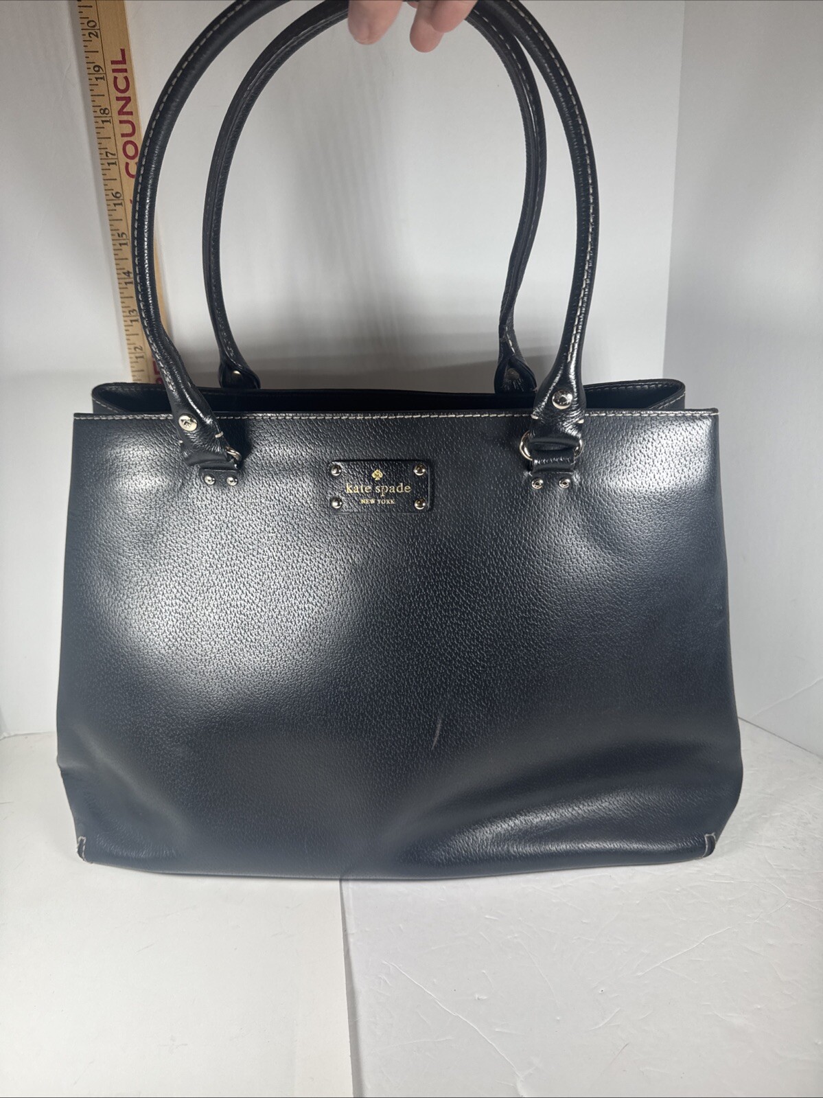 Kate Spade New York Wellesley Martine Women Black Pebble Leather Zipper Tote Bag