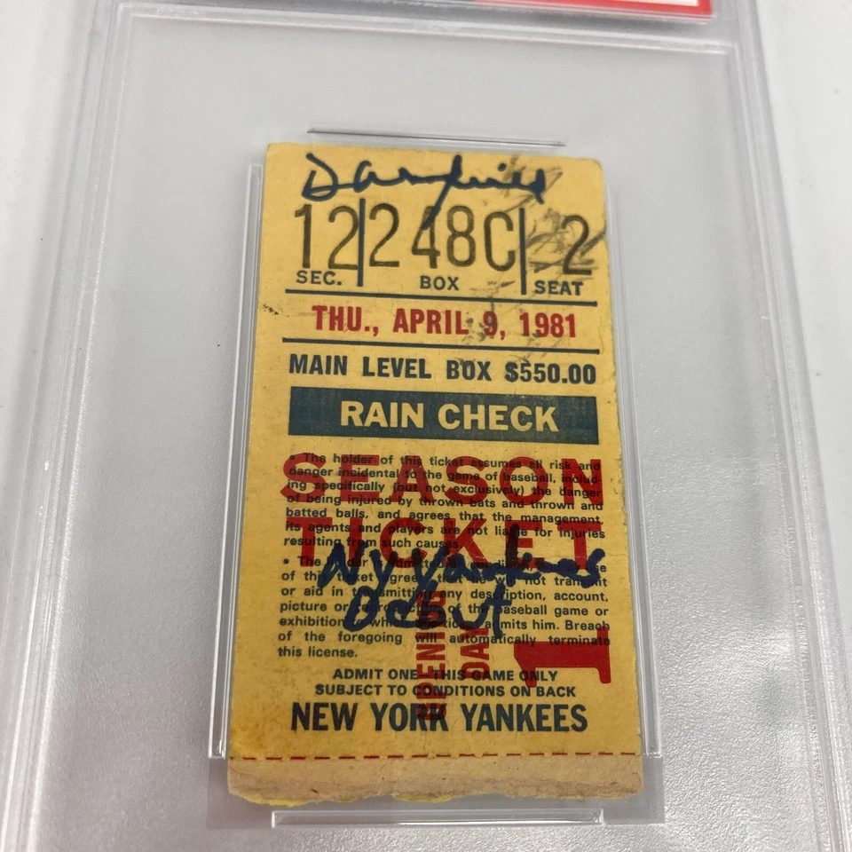 Dave Winfield Signed 1981 New York Yankees Debut Ticket 4-9-81 PSA DNA - Image 3 of 4
