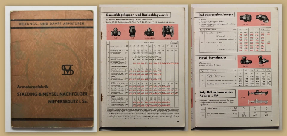 Original Prospekt Heizungs- & Dampf-Armaturen Staeding & Meysel 1939 Technik sf - Bild 1 von 1