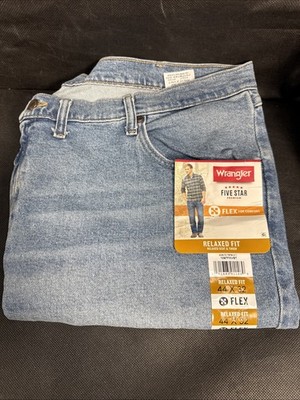 Mens Wrangler Five Star Relaxed Fit Jean with Flex - Size Regular & Big 44x32