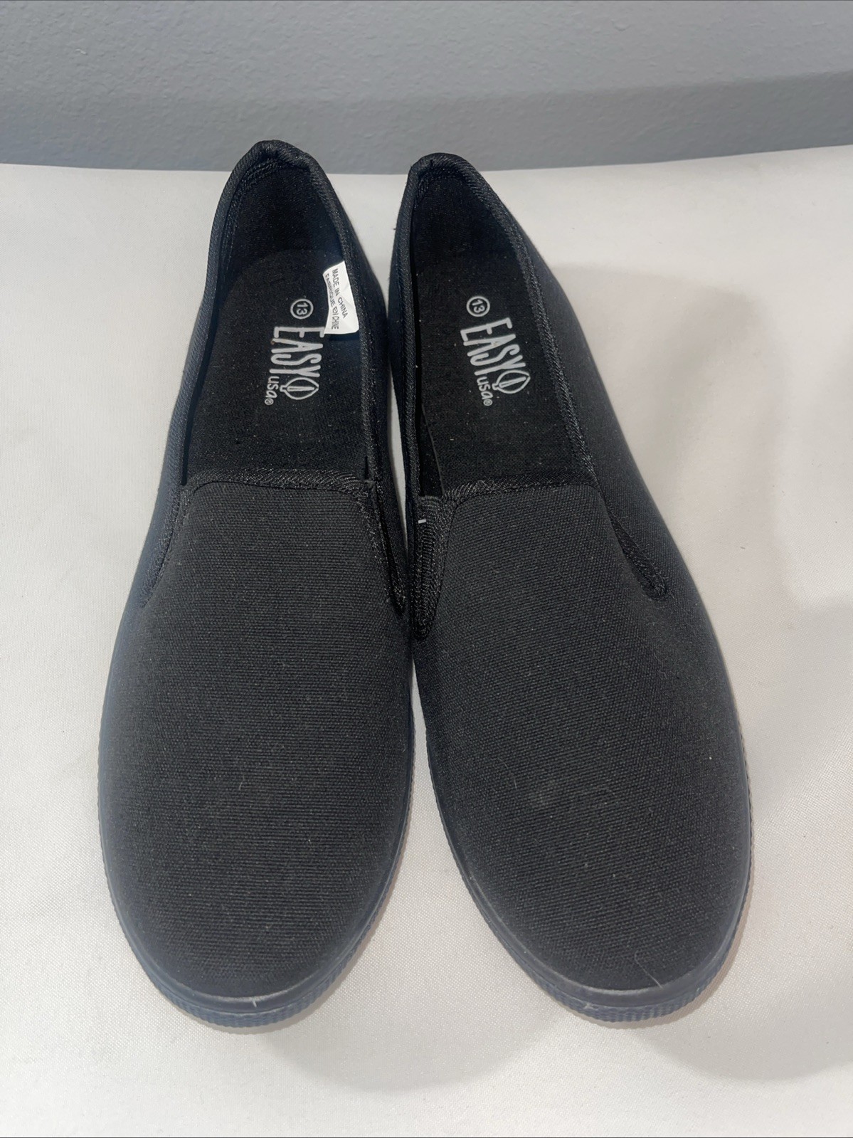Mens Easy USA Black Slip On Deck  Shoes Size 13 New Without Box NWOB