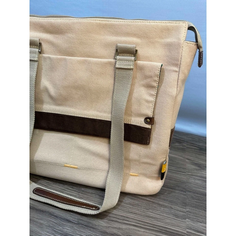 Bolso para portátil Case Logic beige de lona con floral multicolor multicolor con cremallera Foto 3 de 4