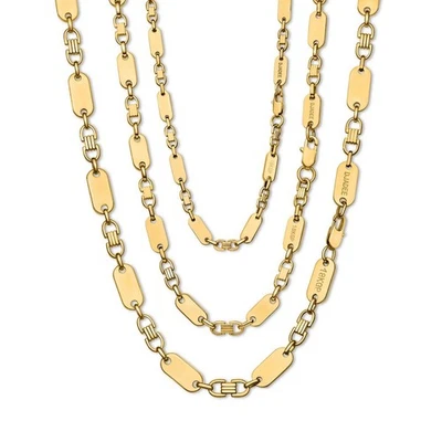 Herren Kette Gold 750 vergoldet Edelstahl Steigbügelkette Plattenkette K6348D1 - Bild 1 von 4