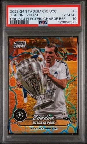 Zinedine Zidane [Orange Blue Electric Charge] #5 2023 Topps Stadium Club Chrome UEFA card