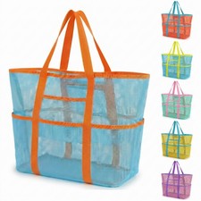 Mesh Beach Bag with Zipper-Large Lightweight Tote Bag for Women,Summer Beach ...