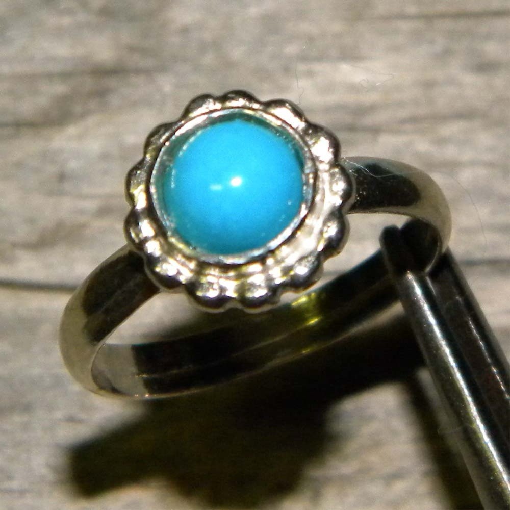 Sterling Silver 8mm Sleeping Beauty turquoise ring SIZE 7