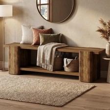 63-Inch Modern Wooden Entryway Bench with Shoe Storage Shelf for Hallway,Foyer