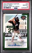2024 Panini Prospect Ticket #25 Leo De Vries Signature Green PSA GEM MT 10.