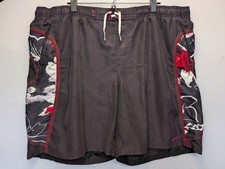 Nike XXL Black Swim Trunks Floral Drawstring Waist Mesh Netting 6467