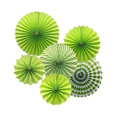 Party Hanging Paper Fans Set Round Pattern Paper Garlands Decoration for Green