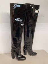 Balmain Patent Leather Boots with Chain Trim - Size 38 / 8