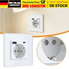 Glas Steckdose & Schalter Kombi - Weiß USB Typ-C 110–250 V Bronze NEU DE