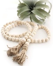 60 Inches Wood Bead Garland,Wooden Beads with Tassels,Farmhouse Beads Rustic ...