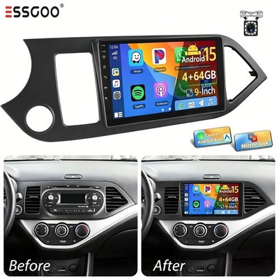Für KIA PICANTO TA 2011-2016 9'' CARPLAY Android 15 Autoradio GPS Navi RDS KAMERA