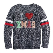 I Love Xmas Ugly Christmas Sweater Girl Juniors' It's Our Time L Large 14 1/2