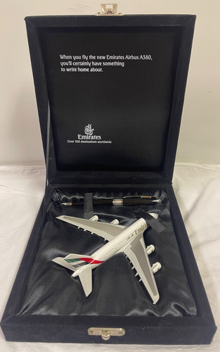Rare Emirates A380 1:500 Aircraft Model w/ Cross Pen Set Airbus in Gift Box
