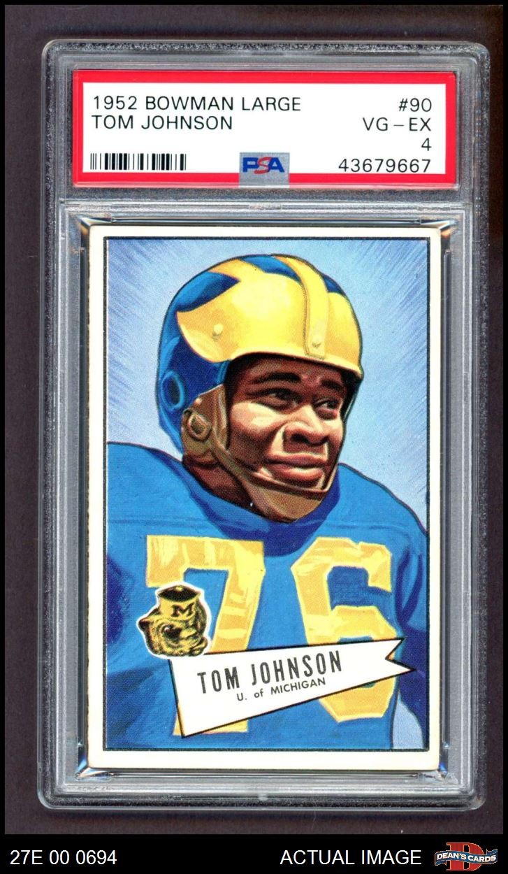 1952 Bowman Large #90 Thomas Johnson Packers SHORT-PRINT Michigan PSA 4 - VG/EX