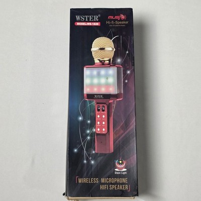 WSTER WS-1828 Wireless Karaoke Black Microphone LED Disco Lights HIFI Speaker