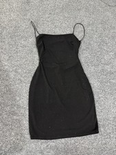 Windsor Dress Womens Small Black Glitter Bodycon Slip Strappy Lace Up Mini Party