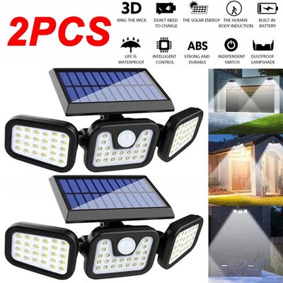 2 Pack LED Motion Sensor Solar Lights ,Outdoor IP65 Waterproof Security Lamp