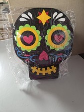 Day Of The Dead Sugar Skull Trick Or Treat Bag Green Canvas Candy Tote Halloween