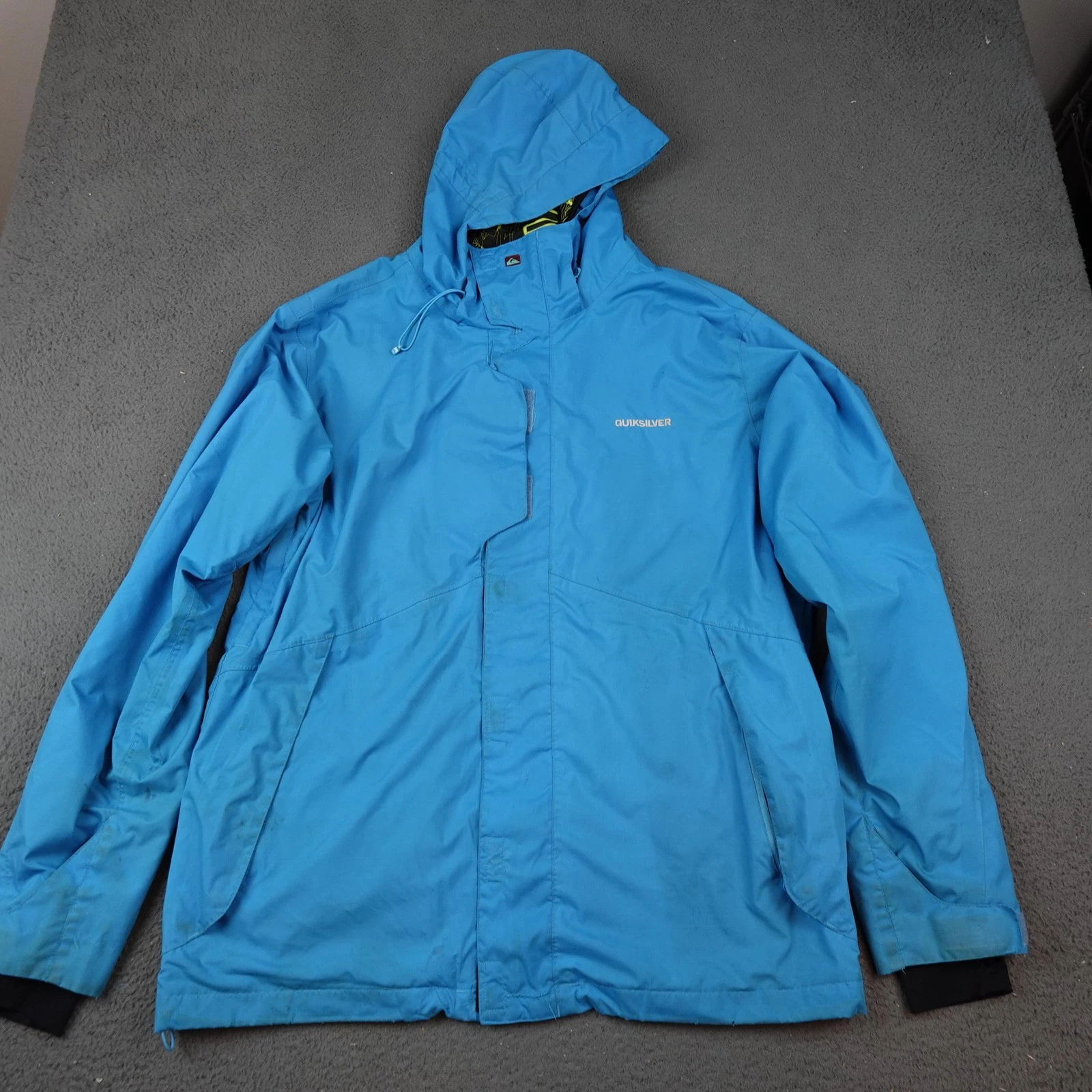 Quiksilver QuikTech Jacket Mens Medium Blue 10000mm Utility Hooded Ski Snow
