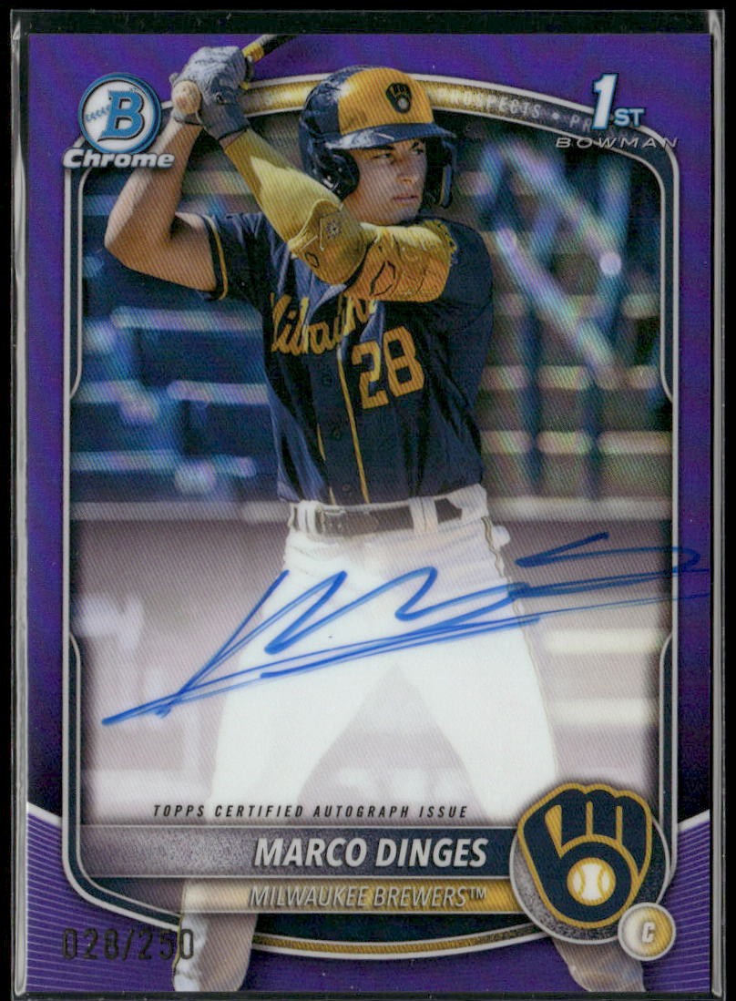 2025 1st Bowman Marco Dinges Chrome Auto Autograph Purple Refractor /250