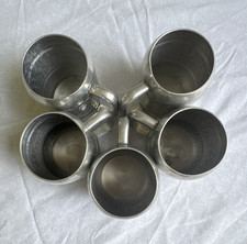 5-Piece Silver Hammered Metal Mug Set, Modern...