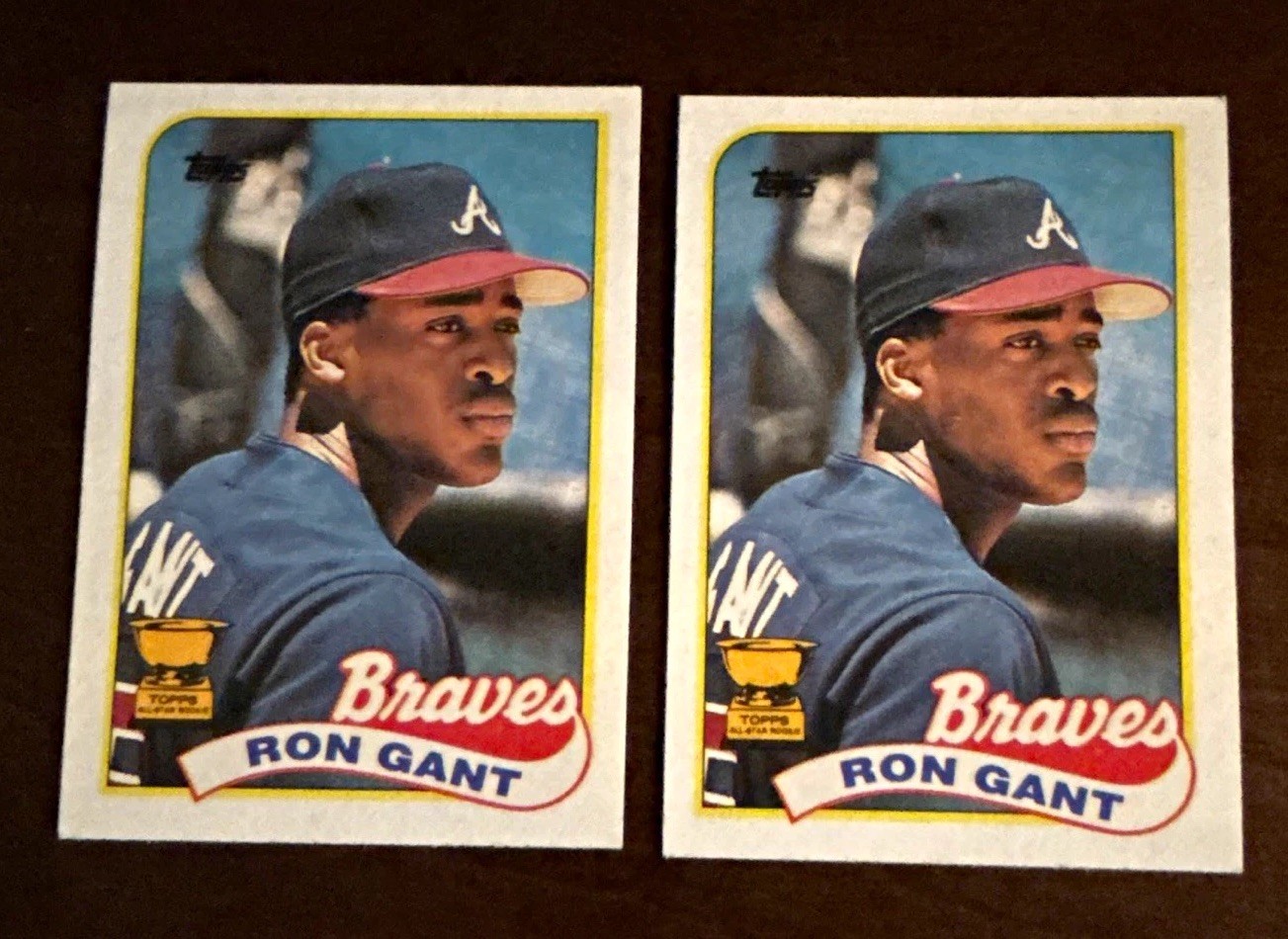 Topps 1988 Ron Gant #296 Braves MLB Baseball Trading Cards Lot of 2