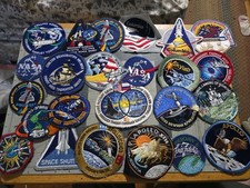 Vintage Lot of 23 NASA Space Patches Shuttle, Skylab, Apollo Factory Seconds