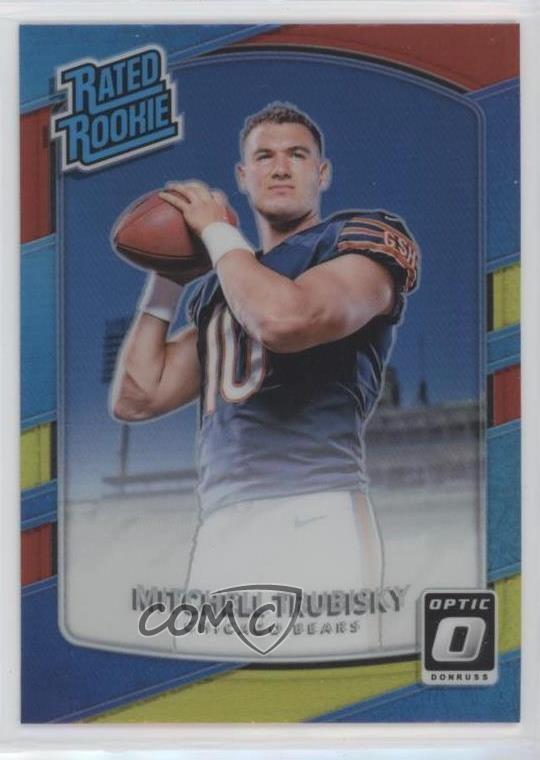 2017 Donruss Optic Rated Red and Yellow Prizm Mitchell Trubisky Rookie RC 0ms5