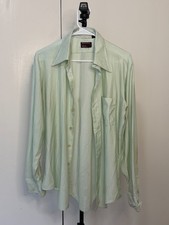 Manhattan Qiana Mint Green Button-Down Shirt   Men  s Vintage   Size 16