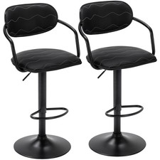 Bar Stools Set of 2, Adjustable Counter Height Barstools with Back and Arm, S...
