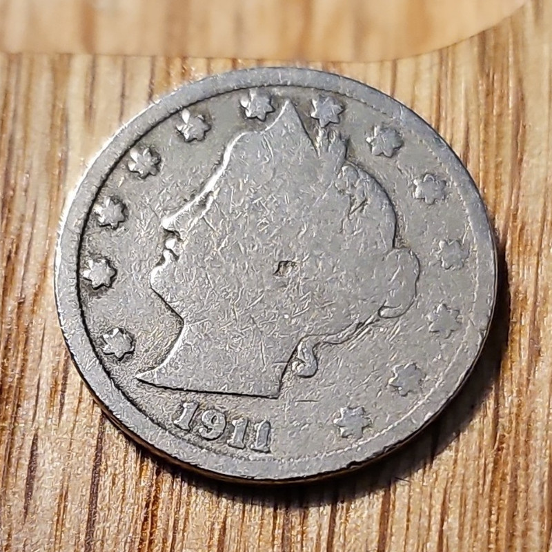 1911 Liberty Head "V" Nickel 5C "With Cents" Philadelphia Business  412 V 12