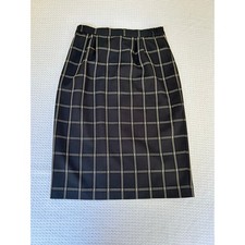 Black Midi Pencil Skirt with Window Grid