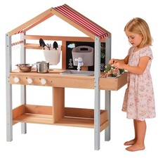 Mud Kitchen for Kids Outdoor Wooden Playset with Stove, Sink, Chalkboard  Stora