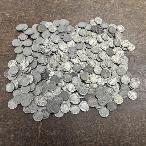 Buffalo Nickel Lot (500 Coins), Dateless (No Date), Non Acid Treated