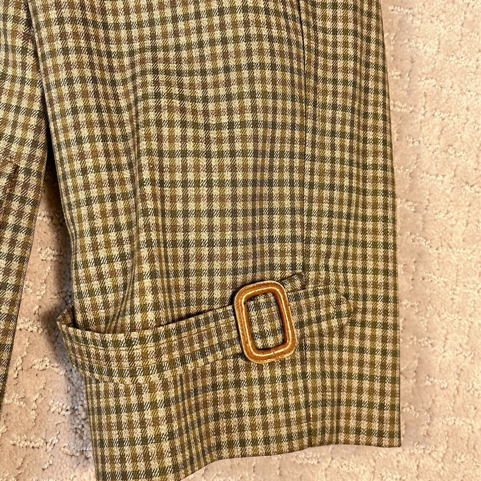 Vintage Gleneagles 1960’s Mens Trench Coat Size 46 Check Lined Union Made Wool - Image 2 of 4